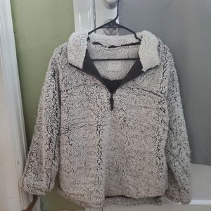 Faux fur half-zip
